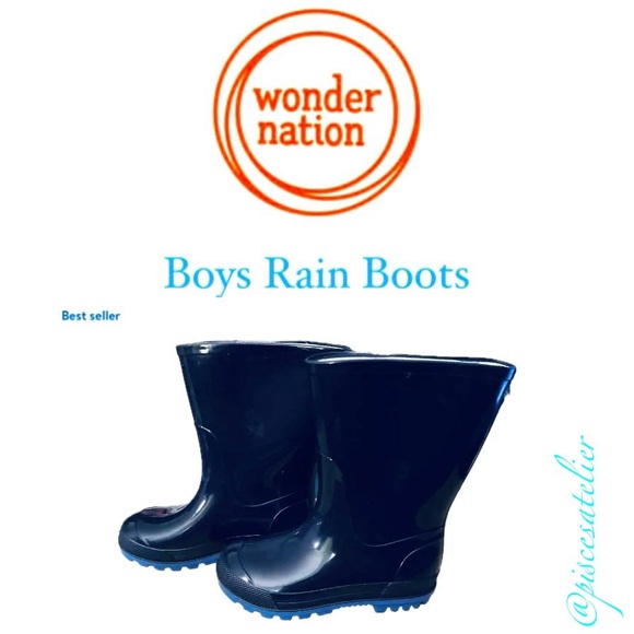 Wonder Nation Boys Rain Boots -Navy, Little Kids Size 13-1 - Picture 8 of 13